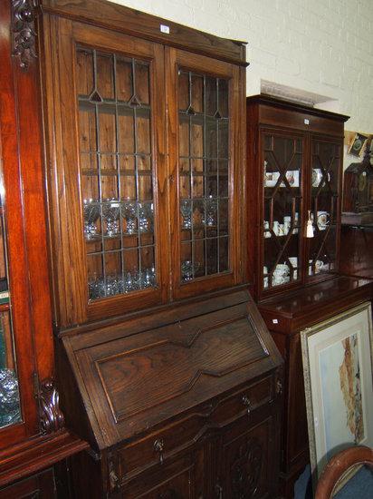 Appraisal: An early th Century bureau bookcase the upper section with