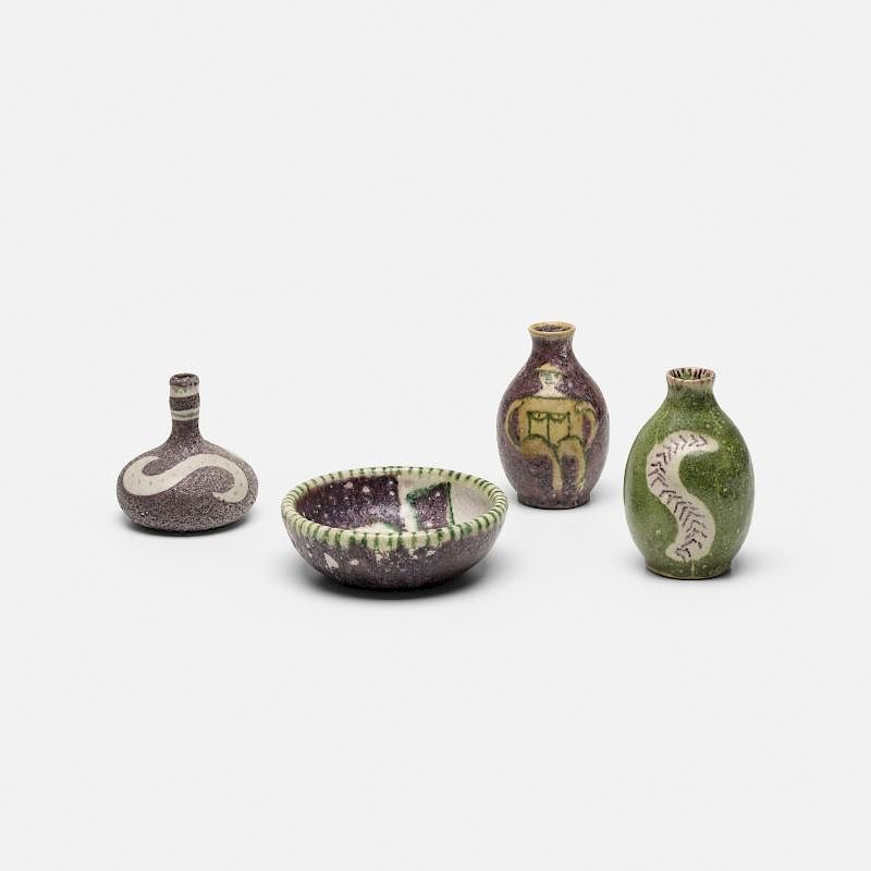 Appraisal: Guido Gambone collection of four vessels Guido Gambone collection of