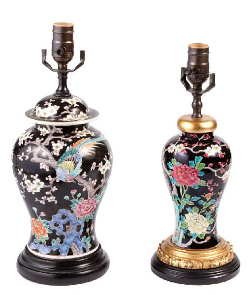 Appraisal: A pair of Chinese famille noire porcelain vases now as