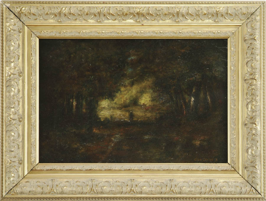 Appraisal: GEORGE INNESS JR American - FIGURE IN WOODLAND CLEARING Impressionistic