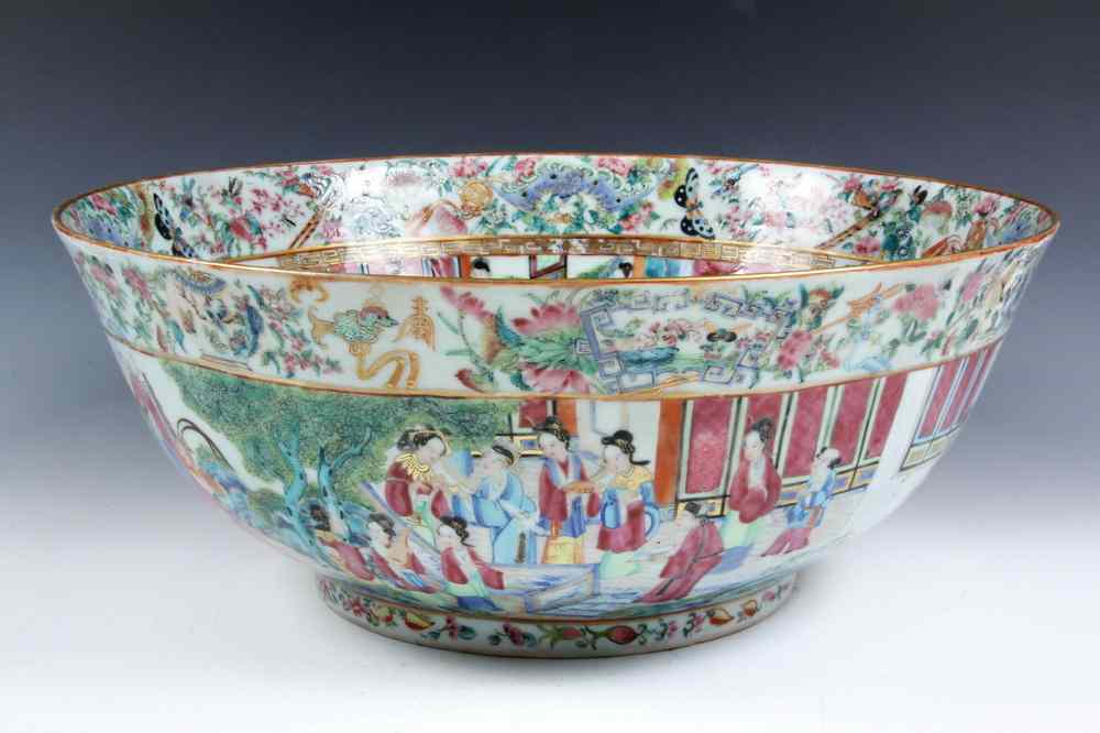 Appraisal: CHINESE EXPORT PORCELAIN PUNCHBOWL - th c Famille Rose Export