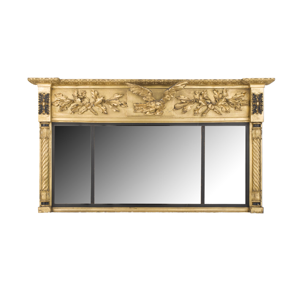 Appraisal: REGENCY GILTWOOD TRIPLE OVERMANTEL MIRROR EARLY TH CENTURY the inverted