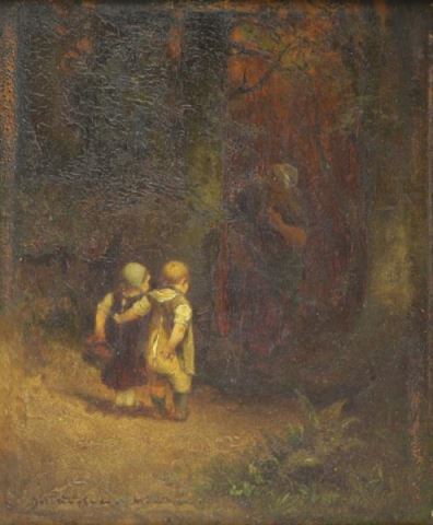 Appraisal: WOPFNER Joseph Oil on Panel Hansel and Gretel Signed lower