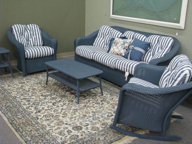 Appraisal: Six-piece Lloyd Flanders Michigan Wicker Furniture Lloyd Loom Wicker Products