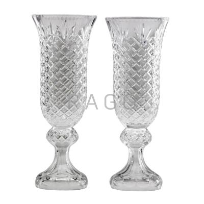 Appraisal: STYLE OF WATERFORD Pair of tall crystal vases th c