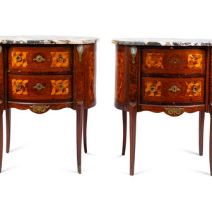 Appraisal: A Pair of Louis XV XVI Transistional Style Parquetry Inlaid