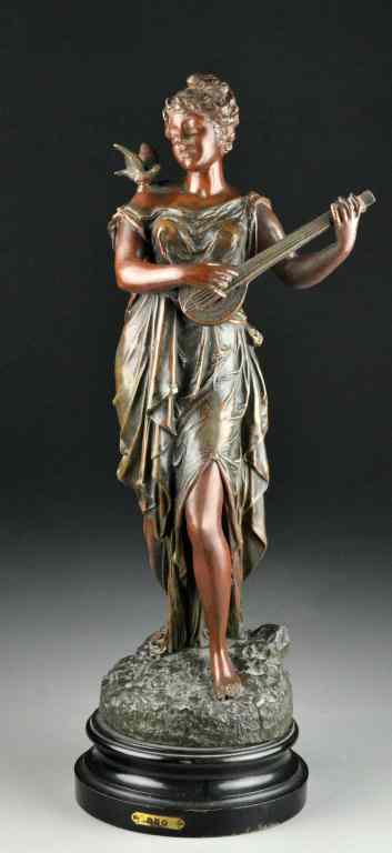 Appraisal: A French Spelter Figural StautueTitiled ''Duo'' depicting a classical lady