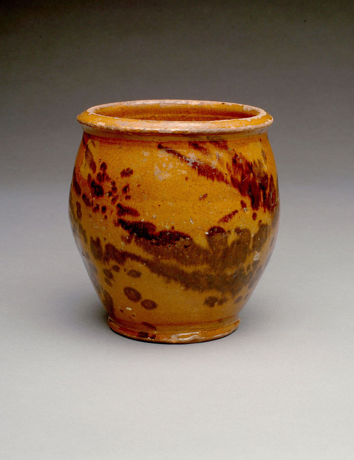 Appraisal: AMERICAN GLAZED REDWARE JAR NEW ENGLAND CIRCA Of ovoid form