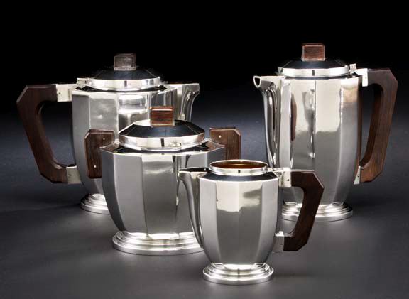 Appraisal: French Art Deco Four-Piece Silverplate Coffee and Tea Service first