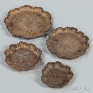 Appraisal: Four Tiffany Studios Nested Serving Pieces Bronze New York c