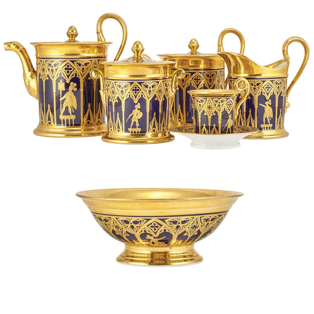 Appraisal: Paris Porcelain Gilt Decorated Coffee and Tea Service In the