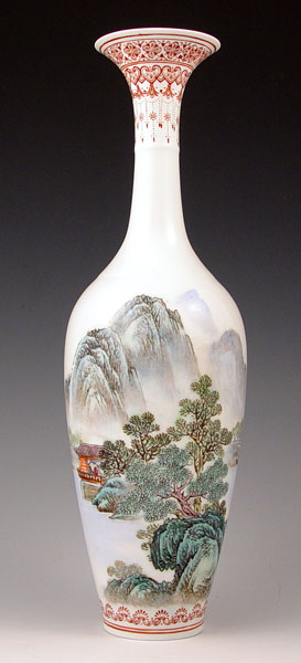 Appraisal: HAND PAINTED JAPANESE EGGSHELL PORCELAIN VASE Red character marks on