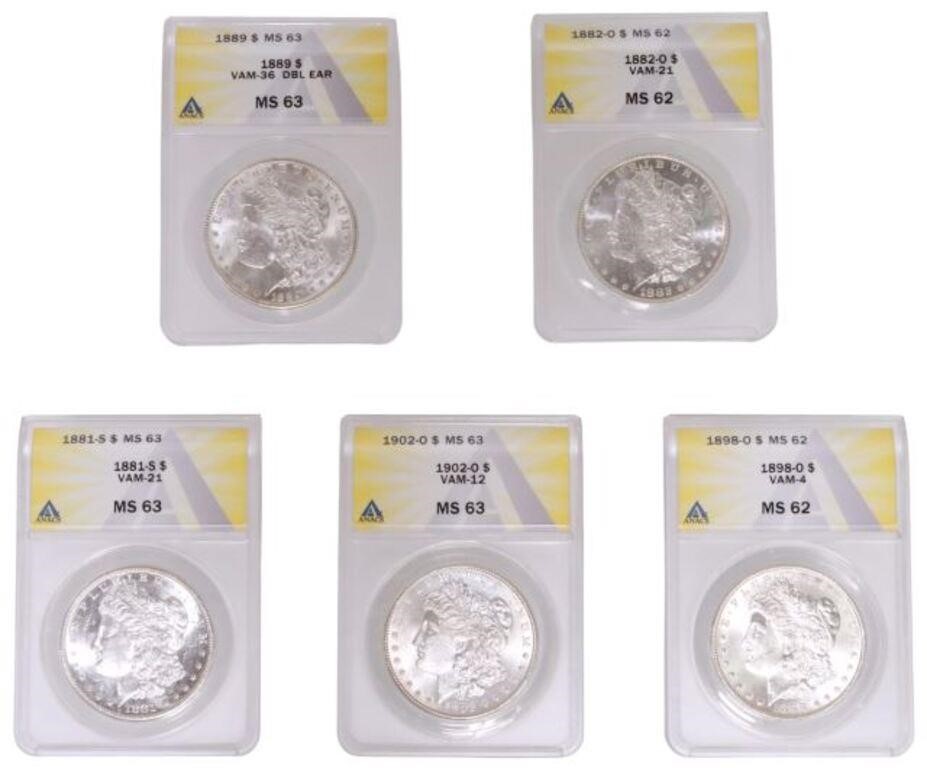 Appraisal: lot of U S Morgan Silver Dollars in sealed NGC