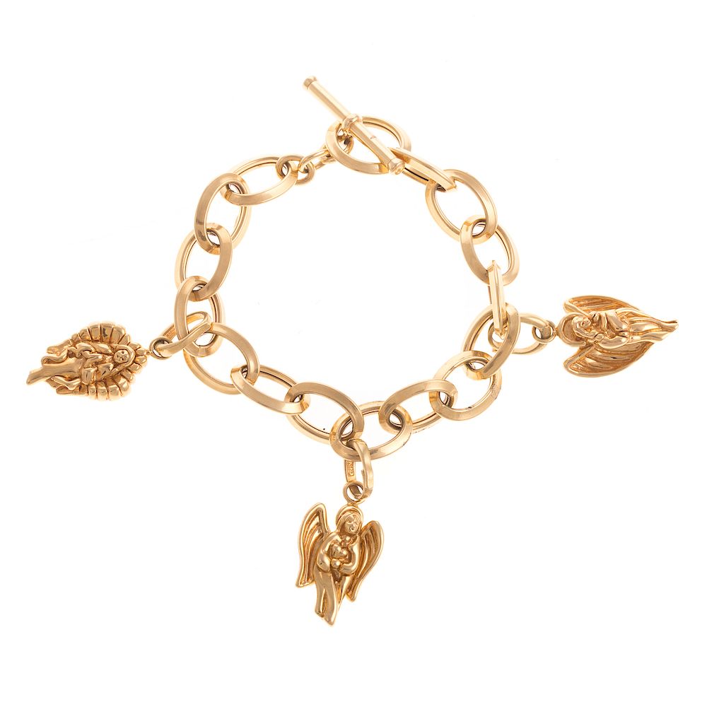 Appraisal: A Ladies Open Link Bracelet with Angel Charms K yellow