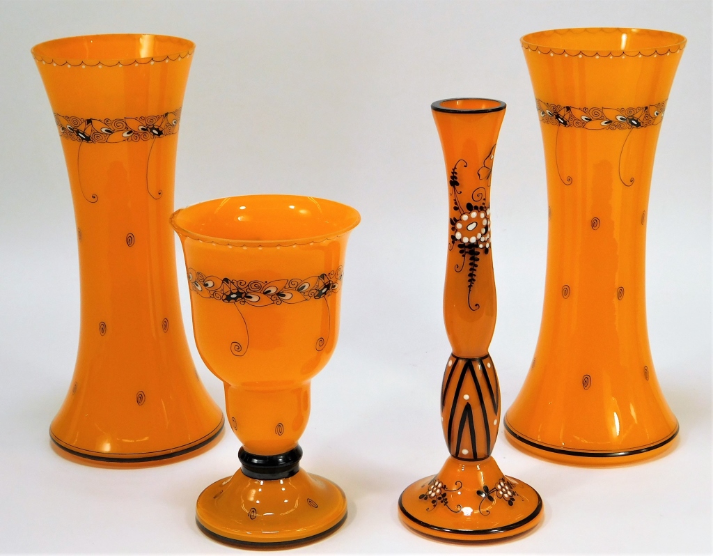 Appraisal: NOVY BOR STYLE BOHEMIAN CZECH ART GLASS VASES Bohemia th