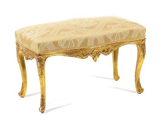 Appraisal: A Louis XV Style Giltwood Bench Height x width x