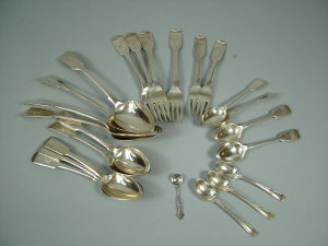 Appraisal: A set of six silver table forks Exeter maker possibly