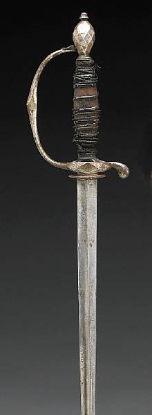 Appraisal: A French mourning swordearly th century Narrow inch blade of