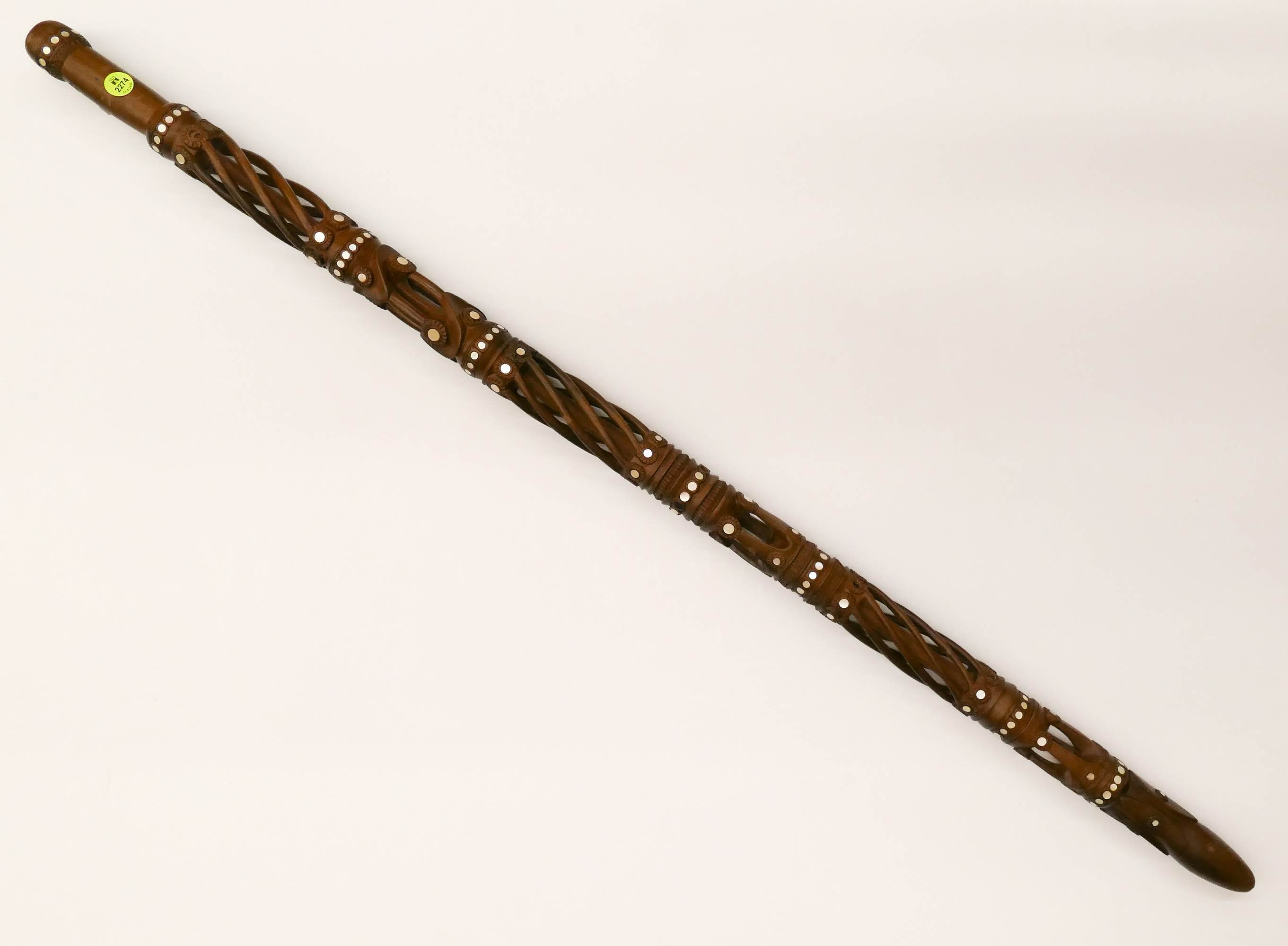 Appraisal: Moari MOP Inlaid Hardwood Staff- ''