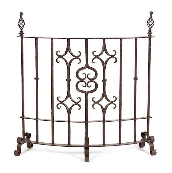 Appraisal: A Gothic Style Wrought Iron Fire Screen Height x width