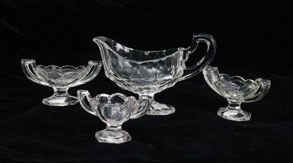 Appraisal: Four Glass Articles Including three salts and a cream pitcher