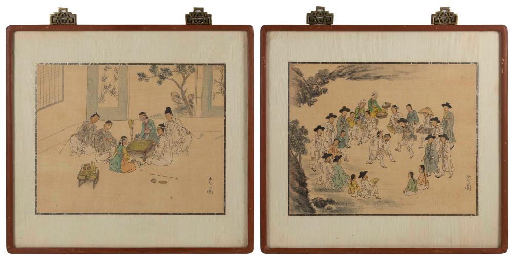 Appraisal: PAIR OF JAPANESE PAINTINGS LATE MEIJI PERIOD ON SILK X