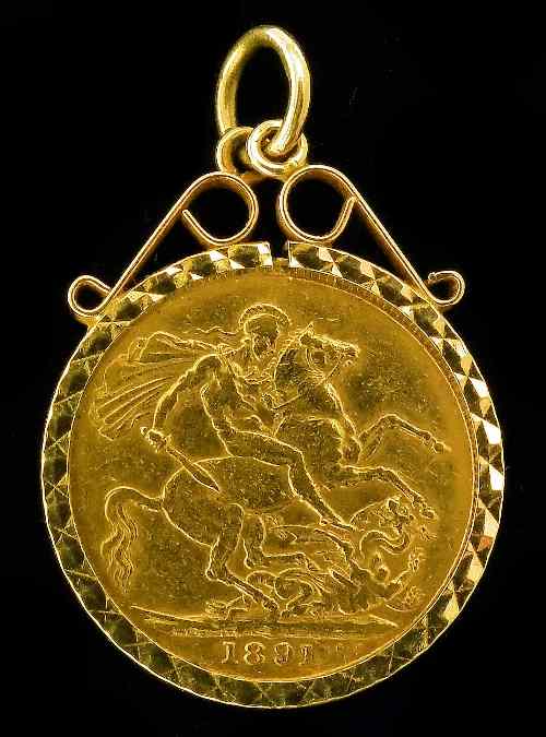 Appraisal: A Victoria Sovereign fine fair in ct gold pendant mount