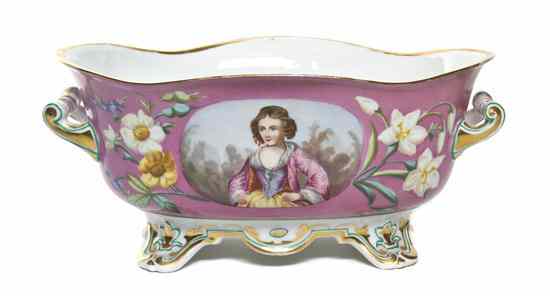 Appraisal: A Paris Porcelain Center Bowl of elongated oval form having