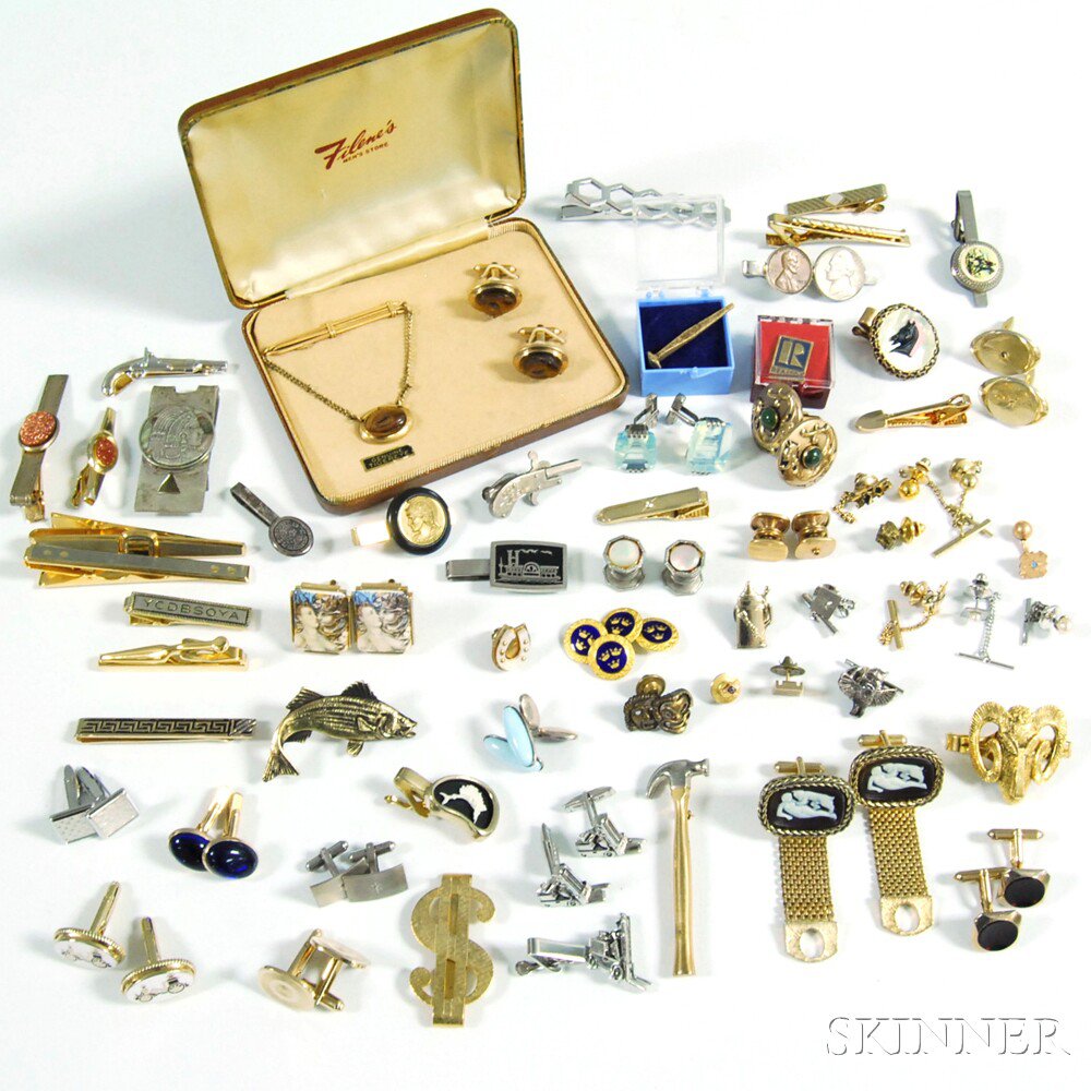 Appraisal: Group of Gentleman's Jewelry including a gold-filled cat's-eye dress set