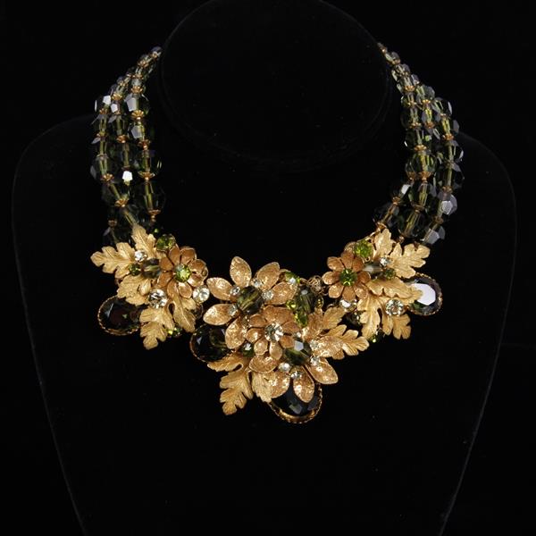 Appraisal: Miriam Haskell Green Gold Floral Necklace