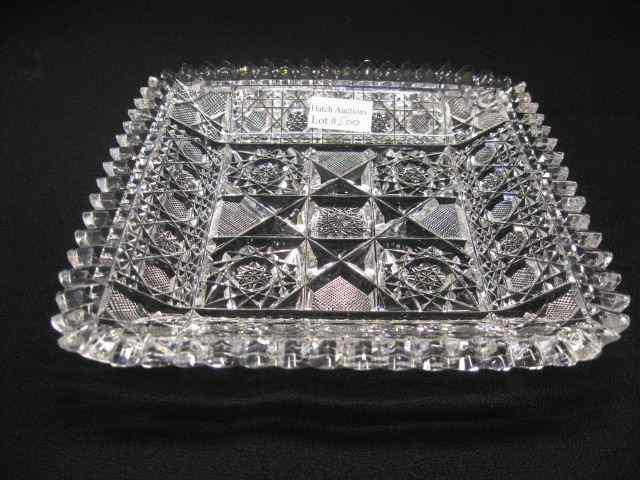 Appraisal: Brilliant Cut Glass Square Dish or Tray elaborate cutwork ''