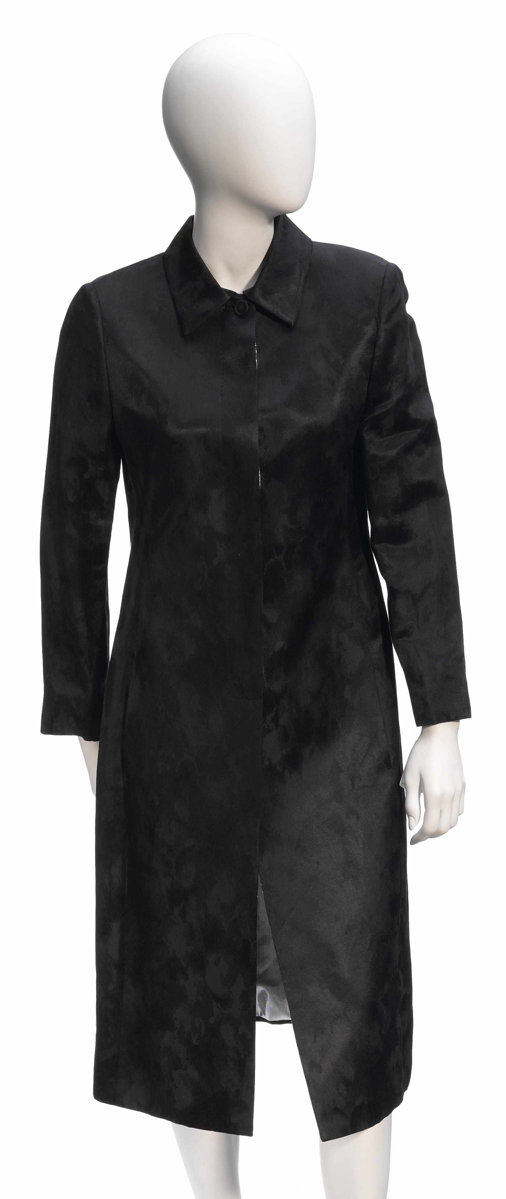 Appraisal: A Gianni Versace black silk and silver lame lined coat