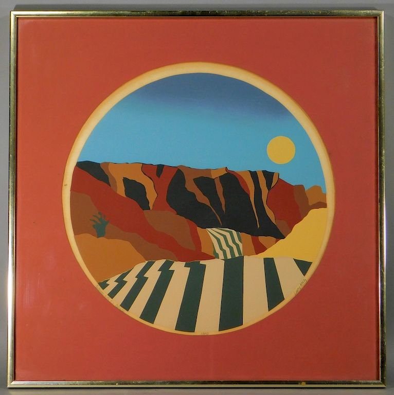 Appraisal: Larry Basky Modernist New Mexico Tondo Silkscreen Larry Basky Colorado