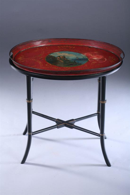 Appraisal: ENGLISH REGENCY PAINTED TRAY-TOP LOW TABLE th century on later