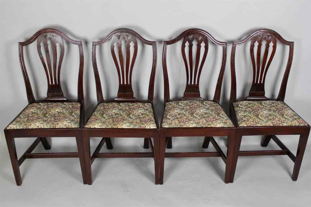 Appraisal: SET OF FOUR GEORGE III MAHOGANY SIDE CHAIRS each with