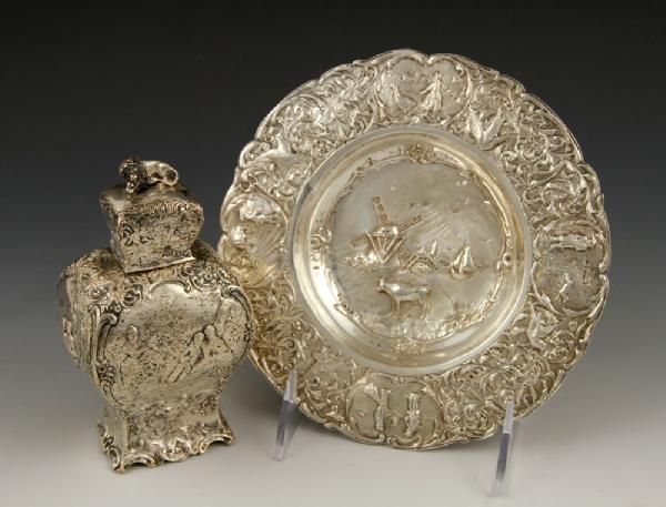 Appraisal: - Dutch Repousse Silver Pieces Lot of two Dutch repousse