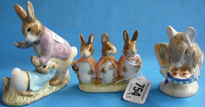 Appraisal: Beswick Beatrix Potter Figures Appley Dapply BP A Flopsy Mopsy