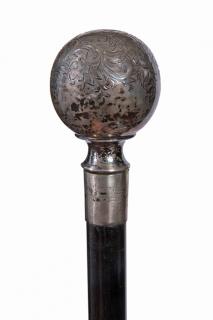 Appraisal: Sterling Dress Cane Dated A large signed sterling ball which