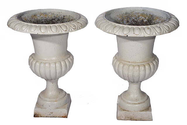 Appraisal: A PAIR OF TH CENTURY CAST IRON URNS of campagna