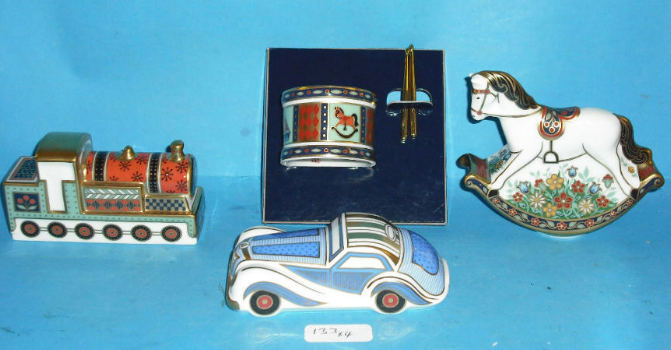 Appraisal: Royal Crown Derby Paperweights Treasures of Childhood Miniature Steam Train