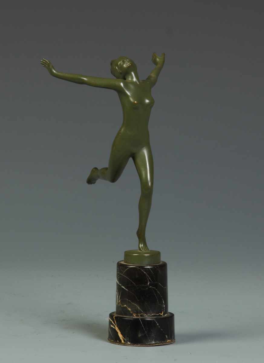 Appraisal: Joseph Lorenzl Austrian - Bronze Nude on Marble Base B