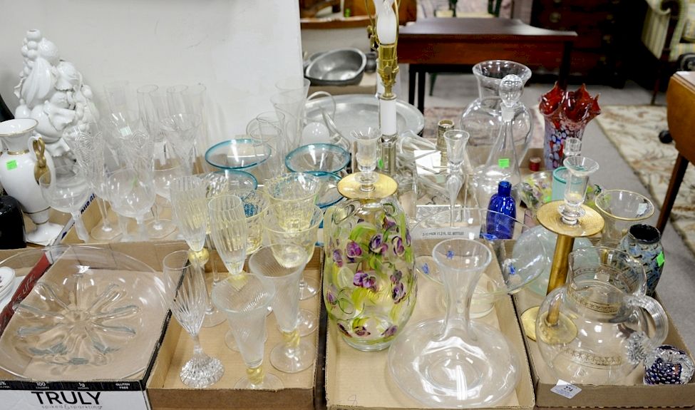 Appraisal: Eight box lots to include Venetian stemmed glasses signed illegibly