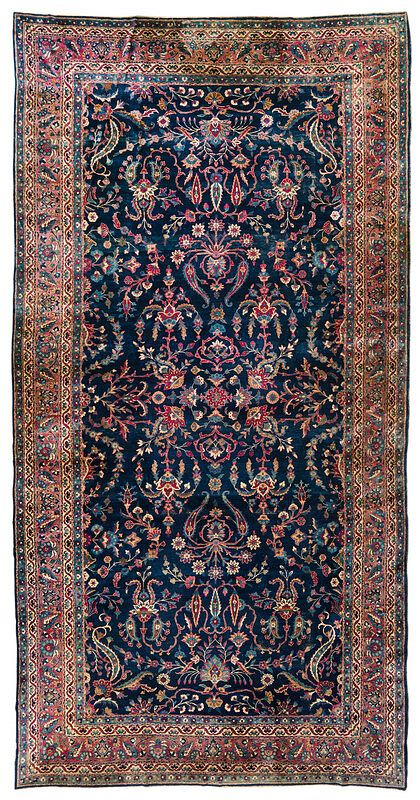 Appraisal: Sarouk Carpet Persia early th century dark blue field with