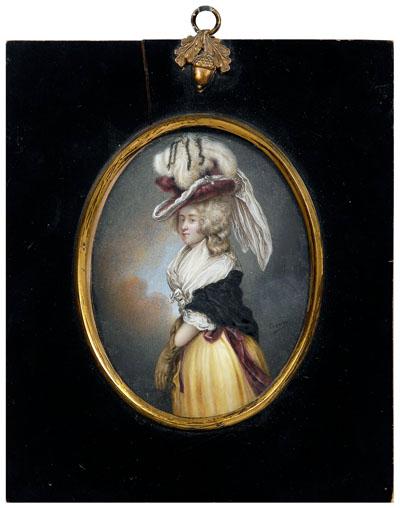 Appraisal: Miniature portrait after Reynolds Lady Laetitia Lade nee Smith wearing