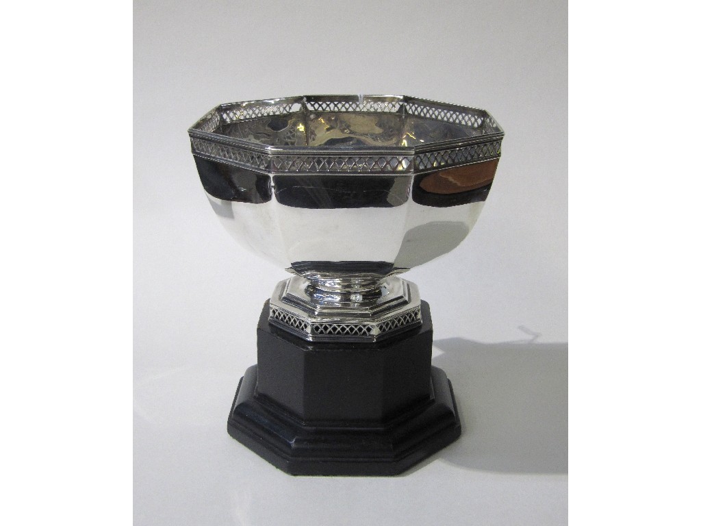 Appraisal: Edwardian silver rosebowl on wooden stand some def Sheffield