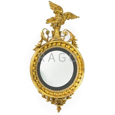 Appraisal: FEDERAL PERIOD GILDED GIRANDOLE MIRROR Eagle finial and convex mirror