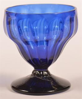 Appraisal: Steigel Type Cobalt Blue Blown Glass Footed Salt Steigel Type