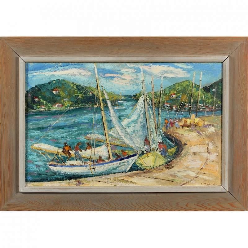 Appraisal: Corrie McCallum SC - Harbor Scene casein on polymer signed