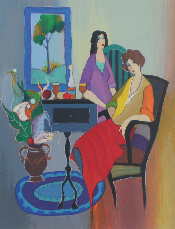 Appraisal: TARKAY Itzchak Israeli - ''After Dinner Relaxation'' Serigraph Sight size