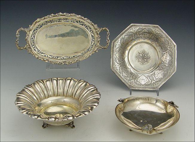 Appraisal: PIECE COLLECTION OF SILVER TRAYS Sterling fluted candy nut dish